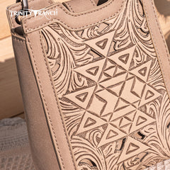 Trinity Ranch Floral Aztec Tooled Mini Tote/Crossbody