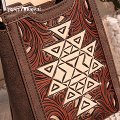 Trinity Ranch Floral Aztec Tooled Mini Tote/Crossbody