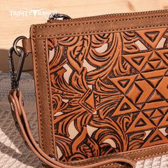 Trinity Ranch Floral Aztec Tooled Collection Clutch/Crossbody