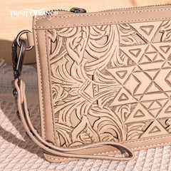 Trinity Ranch Floral Aztec Tooled Collection Clutch/Crossbody