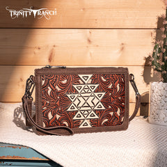 Trinity Ranch Floral Aztec Tooled Collection Clutch/Crossbody