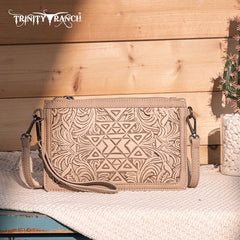 Trinity Ranch Floral Aztec Tooled Collection Clutch/Crossbody