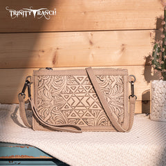 Trinity Ranch Floral Aztec Tooled Collection Clutch/Crossbody