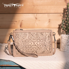 Trinity Ranch Floral Aztec Tooled Collection Clutch/Crossbody