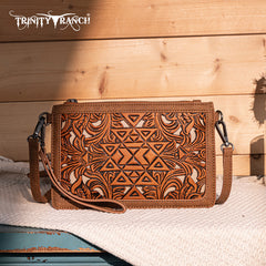 Trinity Ranch Floral Aztec Tooled Collection Clutch/Crossbody