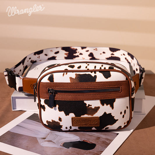 Wrangler Cow Print Belt Bag-Brown