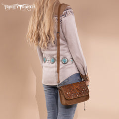 Trinity Ranch Floral Aztec Tooled Crossbody