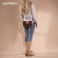 Trinity Ranch Floral Aztec Tooled Crossbody