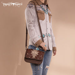 Trinity Ranch Floral Aztec Tooled Crossbody