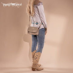 Trinity Ranch Floral Aztec Tooled Crossbody