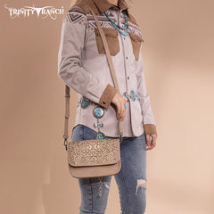 Trinity Ranch Floral Aztec Tooled Crossbody