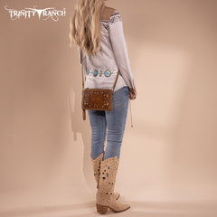 Trinity Ranch Floral Aztec Tooled Collection Clutch/Crossbody