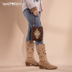 Trinity Ranch Floral Aztec Tooled Mini Tote/Crossbody