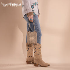 Trinity Ranch Floral Aztec Tooled Mini Tote/Crossbody