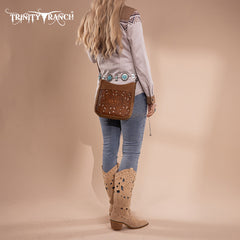 Trinity Ranch Floral Aztec Tooled Crossbody