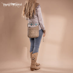 Trinity Ranch Floral Aztec Tooled Crossbody