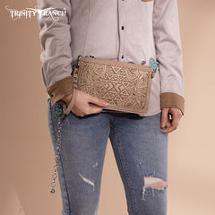 Trinity Ranch Floral Aztec Tooled Collection Clutch/Crossbody