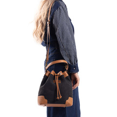 LEE Waxed Canvas Drawstring Hobo Bag/Crossbody