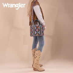 Wrangler Aztec Embroidered Whipstitch Canvas Tote Bag