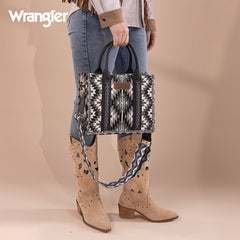 Wrangler Aztec Embroidered Whipstitch Canvas Tote Bag