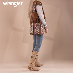 Wrangler Aztec Embroidered Whipstitch Canvas Tote Bag