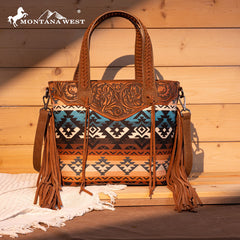 Montana West Tooled Western Carry Tote Bag Set