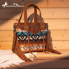 Montana West Tooled Western Carry Tote Bag Set