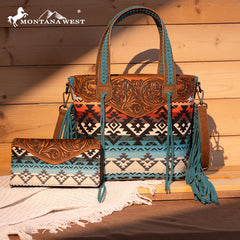 Montana West Tooled Western Carry Tote Bag Set