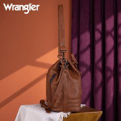 Wrangler Leather Bucket Crossbody Bag