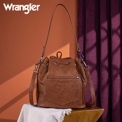 Wrangler Leather Bucket Crossbody Bag