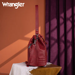 Wrangler Leather Bucket Crossbody Bag