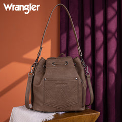 Wrangler Leather Bucket Crossbody Bag