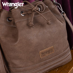 Wrangler Leather Bucket Crossbody Bag