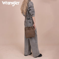 Wrangler Leather Bucket Crossbody Bag