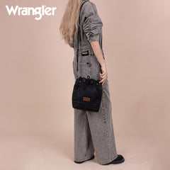 Wrangler Leather Bucket Crossbody Bag