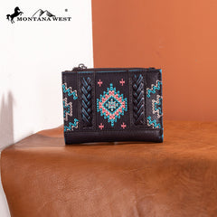 Montana West Aztec Embroidered Distressed Leather Tote Bag Set