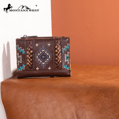 Montana West Aztec Embroidered Distressed Leather Tote Bag Set