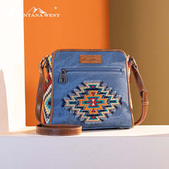 Montana West Aztec Denim Crossbody Bag Set