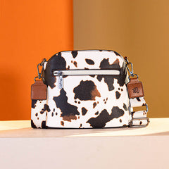 Wrangler Zippered Cow Print Crossbody Bag