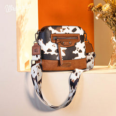 Wrangler Zippered Cow Print Crossbody Bag