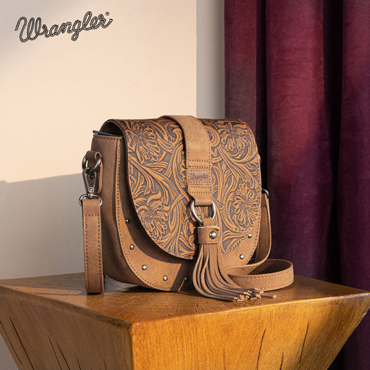 Wrangler Western Tooled Saddle Bag Crossbody