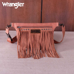 WG73-194  Wrangler Fringe  Fanny Pack Belt Bag Sling Bag - Coffee
