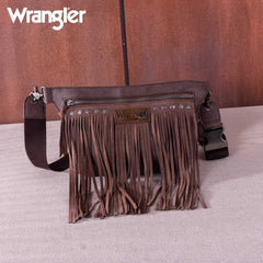 WG73-194  Wrangler Fringe  Fanny Pack Belt Bag Sling Bag - Coffee