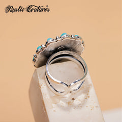 Rustic Couture's® Flower Oval Open Adjustable Ring