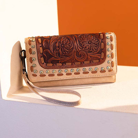Trinity Ranch Floral Tooled  Wristlet