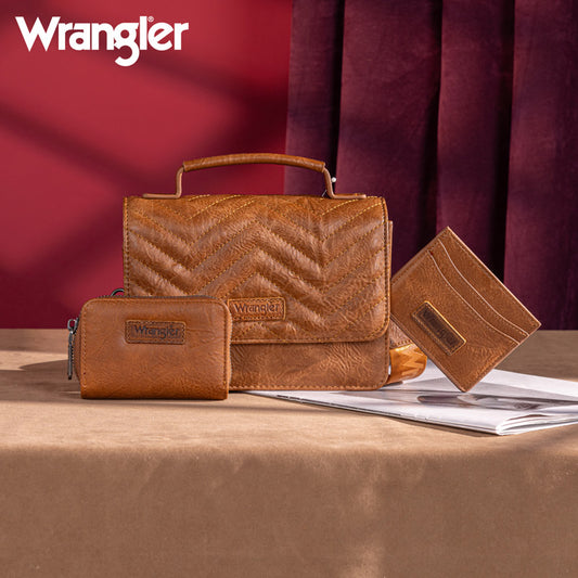 Wrangler 3PCs Set Mini Top Handle Crossbody/Wallet/Card Case Set