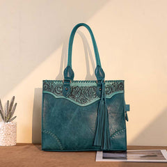 Montana West Tooled Fringe Tote Bag