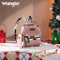 Wrangler Cow Print  Decorated Zipper Mini Backpack