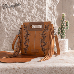 Wrangler Top Handle Embroidered Fringe Tote/Crossbody