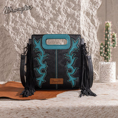 Wrangler Top Handle Embroidered Fringe Tote/Crossbody